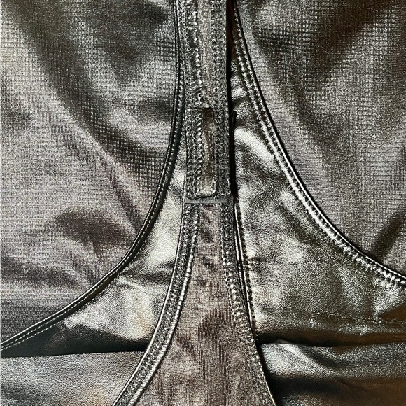 Shinestar Black Faux Leather Bodysuit Size M NWOT Edgy Chic - Picture 6 of 8